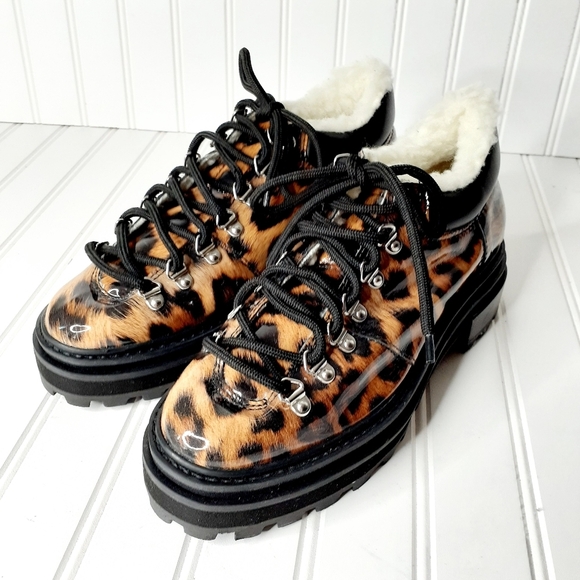 NEW Schutz Lucille Leather Animal Print Low Boots F716 - Picture 4 of 12